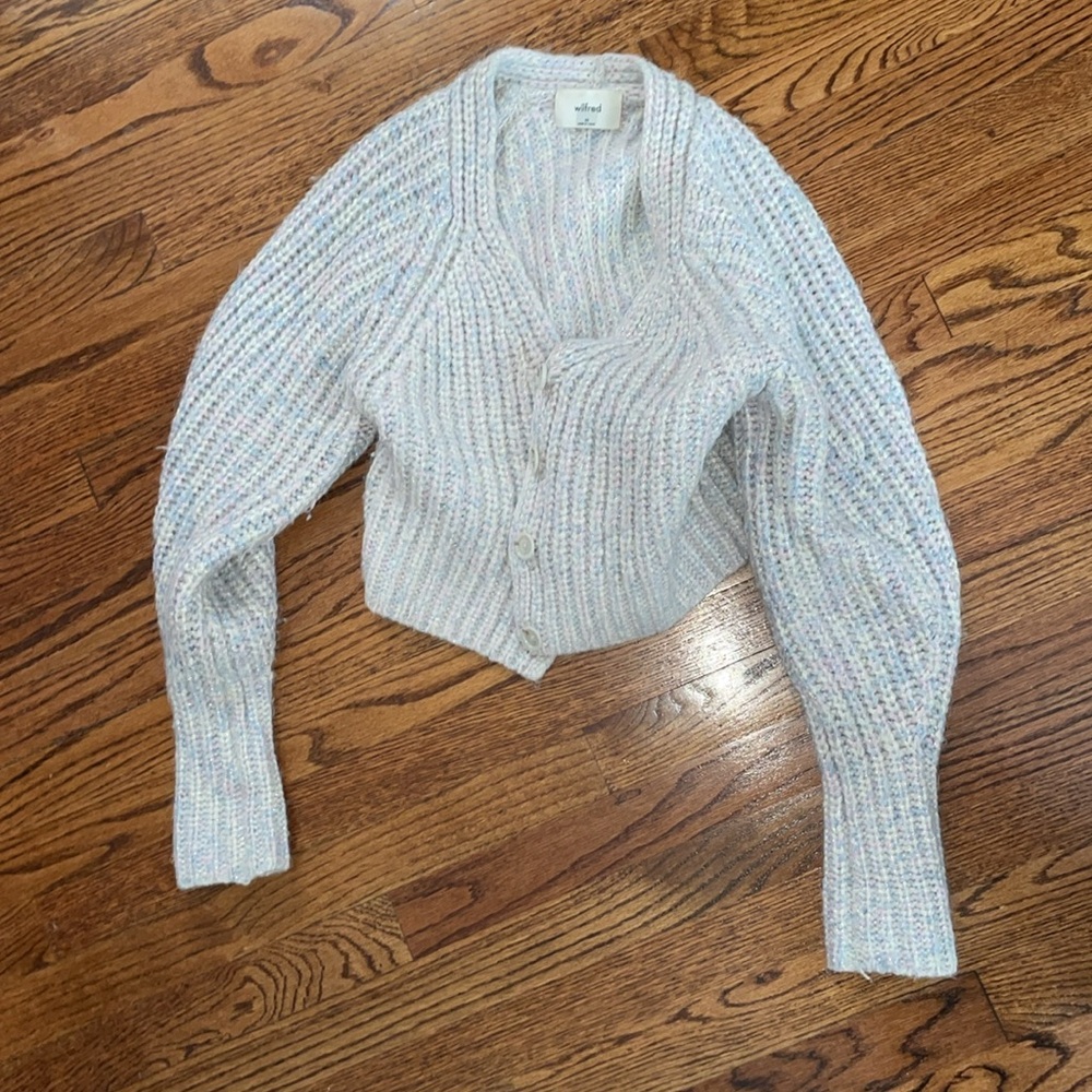 Aritzia Wilfred Posey Chunky Knit Classic button-up cardigan COTTON CANDY XS - Picture 5 of 13